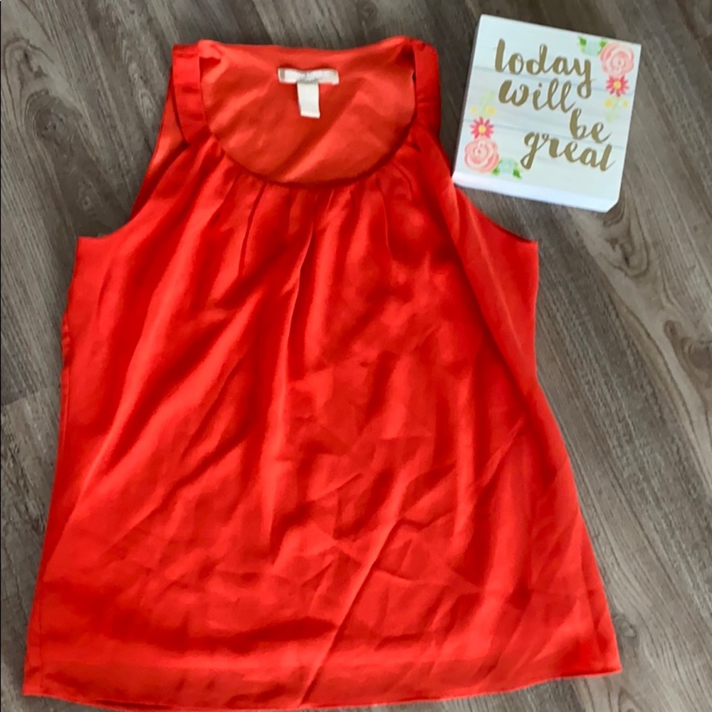 Banana Republic Gathered Fiery Orange Tank Top